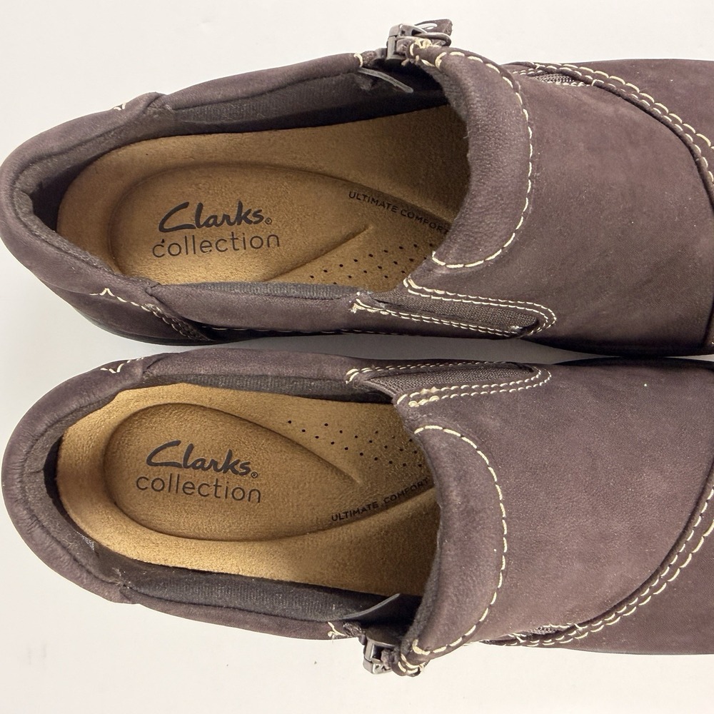 Clarks Carlyle Ray Brown Nubuck Slip On Shoes Womens 9 NWOB Comfort - Picture 6 of 9